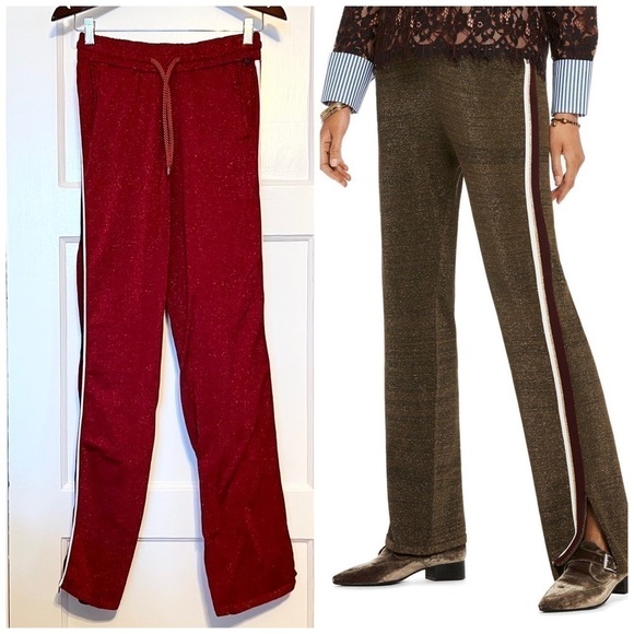 SCOTCH & SODA Y2K Metallic Sparkle Tuxedo Stripe Drawstring Lounge Track Pant XS - Picture 4 of 7